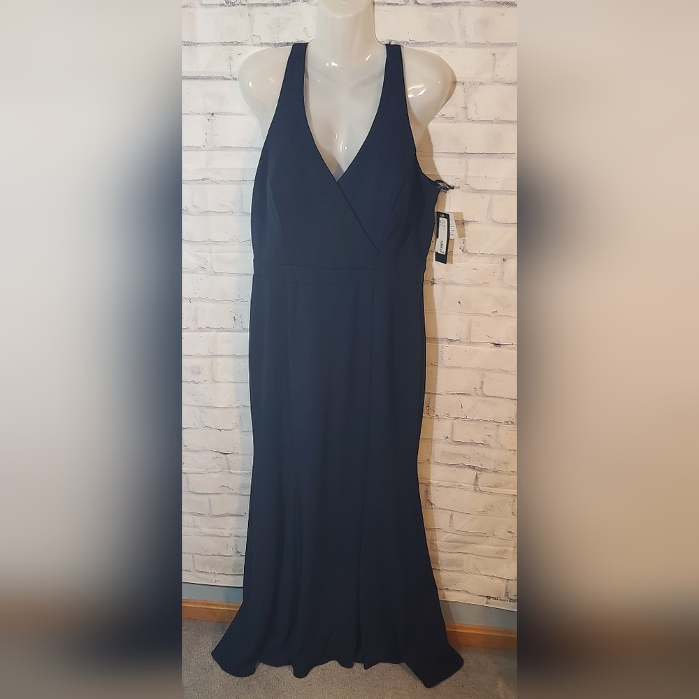 NWT Xscape Navy Blue Bridesmaid Formal PromMaxi Dress Gown
